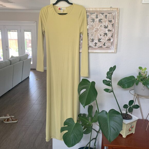 Free People Beach Aubre Open Back Essential Maxi Dress M Stretch Long Sleeve - Picture 1 of 3